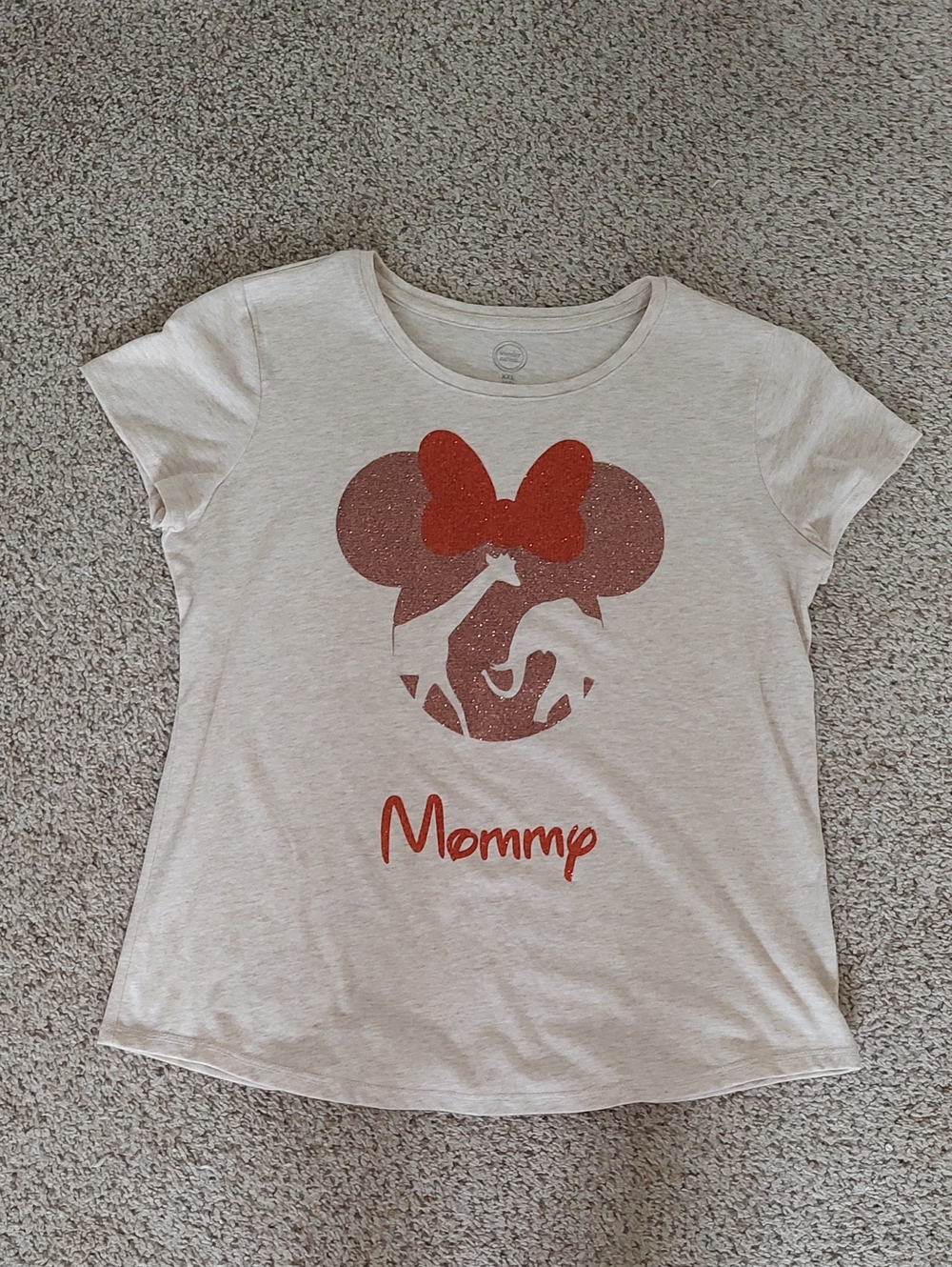 wonder nation Light Cream Tee with Red Glitter Bow & Script